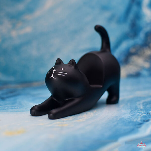 Stretching Cat Mobile Stand Black