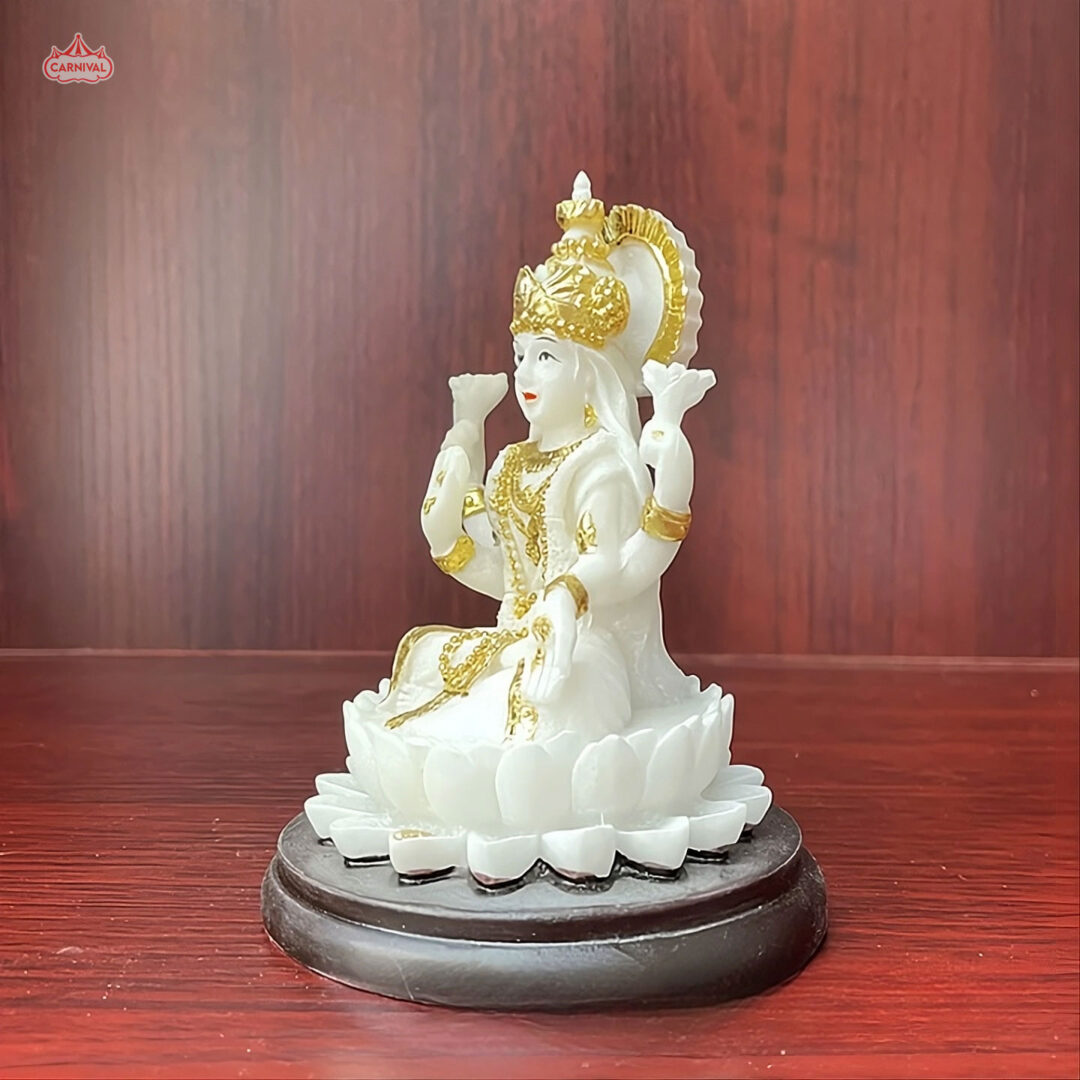 upscalemedia-transformed-3 White & Gold Goddess Lakshmi Idol