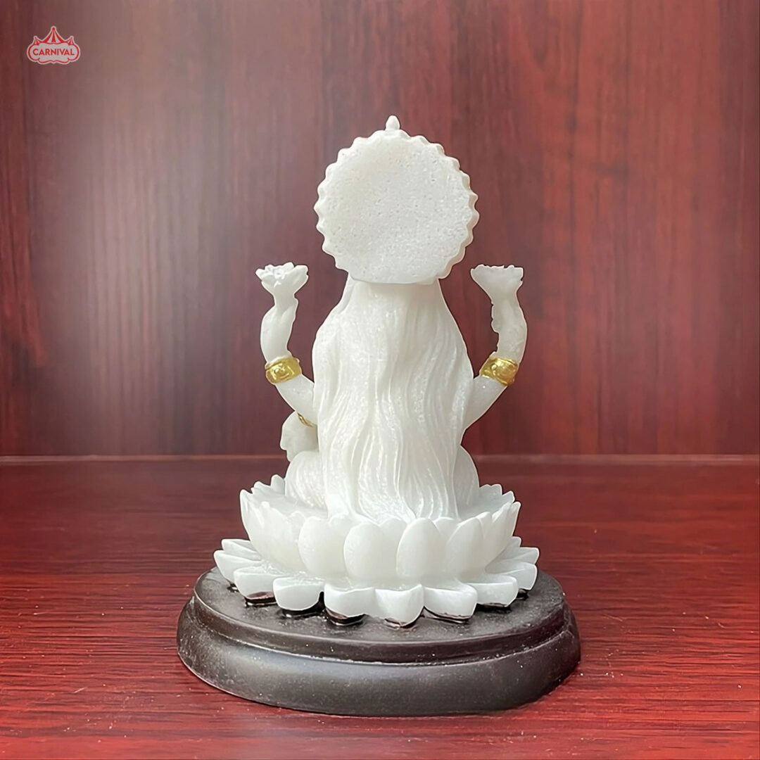 upscalemedia-transformed4 White & Gold Goddess Lakshmi Idol